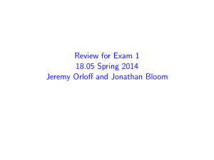 for Exam 1 Review Spring 2014 18.05