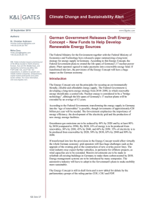 Climate Change and Sustainability Alert German Government Releases Draft Energy