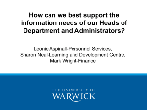 How can we best support the Department and Administrators? Leonie Aspinall-Personnel Services,