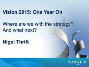 Vision 2015: One Year On Nigel Thrift And what next?