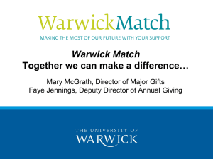 Warwick Match Together we can make a difference…