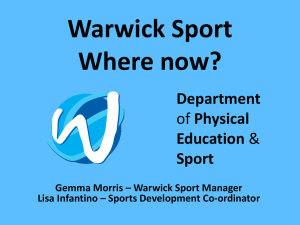 Warwick Sport Where now? Department Education