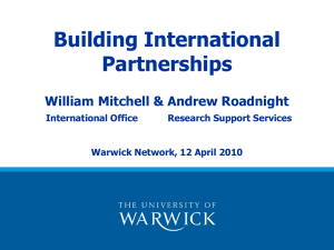 Building International Partnerships William Mitchell &amp; Andrew Roadnight