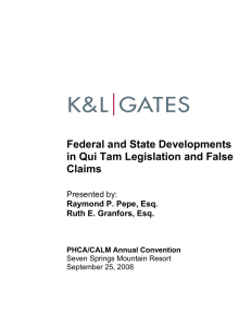 Federal and State Developments in Qui Tam Legislation and False Claims