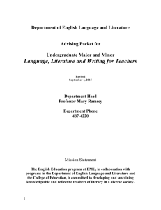 Language, Literature and Writing for Teachers  Advising Packet for