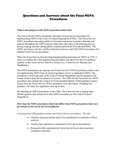 Questions and Answers about the Final NEPA Procedures