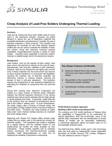 Abaqus Technology Brief Creep Analysis of Lead-Free Solders Undergoing Thermal Loading