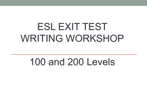 ESL EXIT TEST WRITING WORKSHOP 100 and 200 Levels