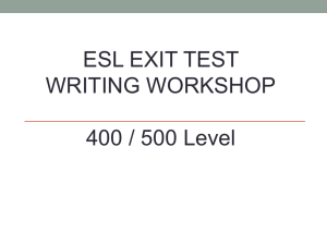 ESL EXIT TEST WRITING WORKSHOP 400 / 500 Level