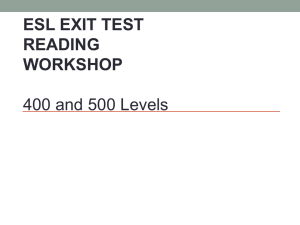 ESL EXIT TEST READING WORKSHOP 400 and 500 Levels