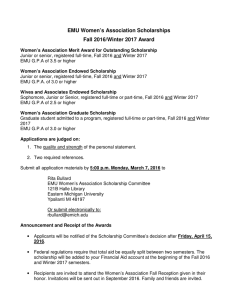 EMU Women’s Association Scholarships Fall 2016/Winter 2017 Award