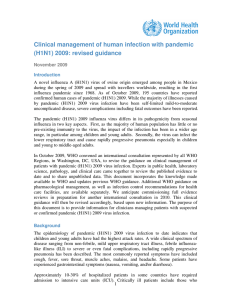 Clinical management of human infection with pandemic revised guidance (H1N1) 2009: