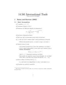 14.581 Internationa l Trade 1 Eaton and Kortum (2002)