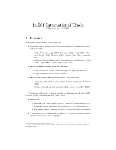 14.581 Internationa l Trade 1 Overview