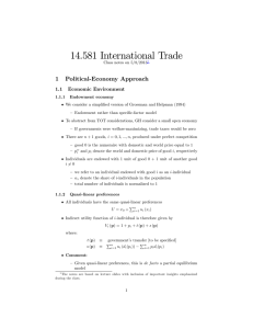 14.581 Internation al Trade 1 Political-Economy Approach