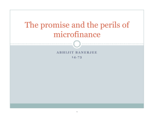 The promise and the perils of microfinance 1 4 . 7 3