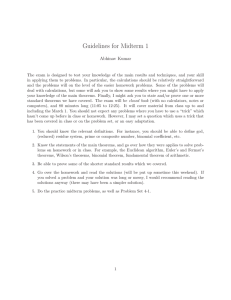 Guidelines for Midterm 1 Abhinav Kumar