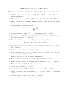 18.781 Practice Questions for Final Exam