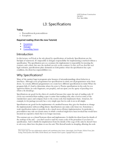 L3: Specifications Introduction