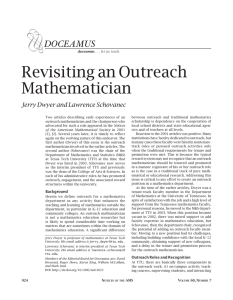 Revisiting an Outreach Mathematician Doceamus Jerry Dwyer and Lawrence Schovanec
