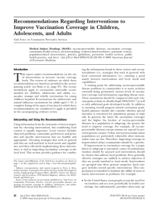 Recommendations Regarding Interventions to Improve Vaccination Coverage in Children, Adolescents, and Adults