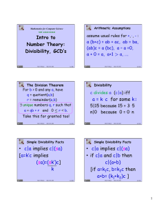 Intro to Number Theory: Divisibility, GCD’s a = kc