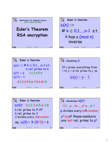 Euler’s Theorem  RSA encryption k