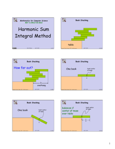 Harmonic Sum Integral Method How far out? table