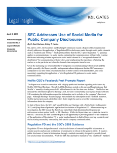 SEC Addresses Use of Social Media for Public Company Disclosures