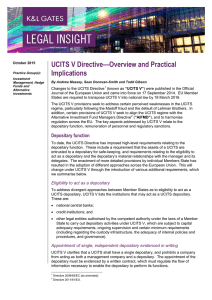 UCITS V Directive—Overview and Practical Implications