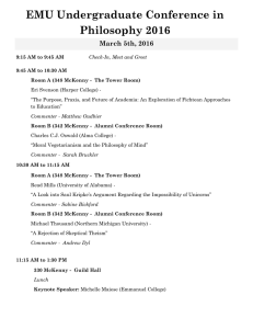 EMU Undergraduate Conference in Philosophy 2016 March 5th, 2016