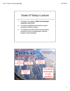 Goals of Today’s Lecture Lect 4: Intro to Geomorphology 10/5/2015