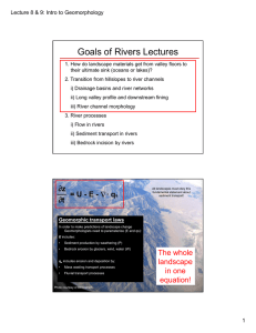 Goals of Rivers Lectures Lecture 8 &amp; 9: Intro to Geomorphology