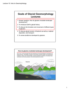 Goals of Glacial Geomorphology Lectures Lecture 10: Intro to Geomorphology