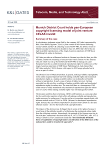 Telecom, Media, and Technology Alert Munich District Court holds pan-European CELAS invalid