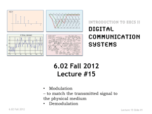 6.02 Fall 2012 Lecture #15 •  Modulation