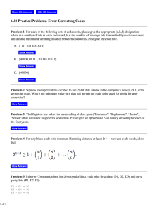 6.02 Practice Problems: Error Correcting Codes