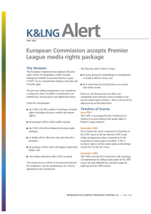 Alert K&amp;LNG European Commission accepts Premier League media rights package