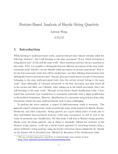 Analysis of Haydn String Quartets Feature-Based Introduction 1