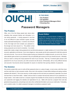 Password Managers Guest Editor The Problem OUCH! | October 2013