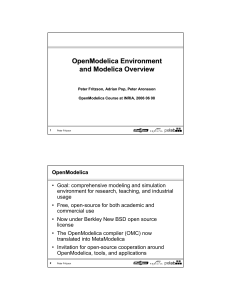 OpenModelica Environment and Modelica Overview
