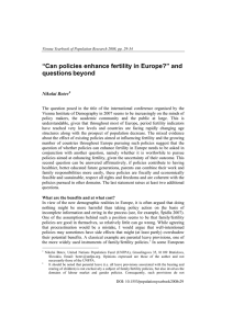 “Can policies enhance fertility in Europe?” and questions beyond Nikolai Botev