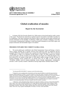Global eradication of measles Report by the Secretariat