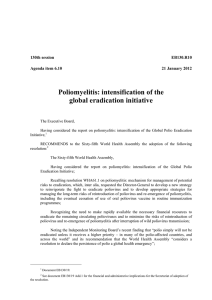 Poliomyelitis: intensification of the global eradication initiative  130th session
