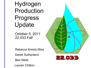Hydrogen Production Progress Update