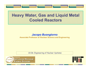 Heavy Water, Gas and Liquid Metal Cooled Reactors Jacopo Buongiorno