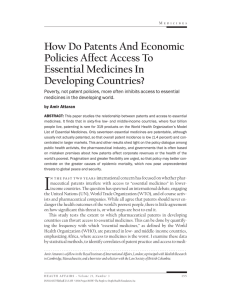 How Do Patents And Economic Policies Affect Access To Essential Medicines In