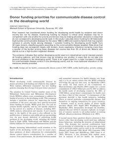 Donor funding priorities for communicable disease control in the developing world