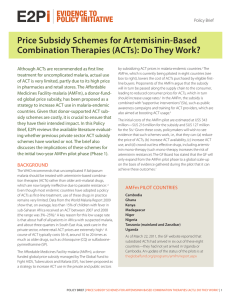 k? Price Subsidy Schemes for Artemisinin-Based Combination Therapies (ACTs): Do They Wor