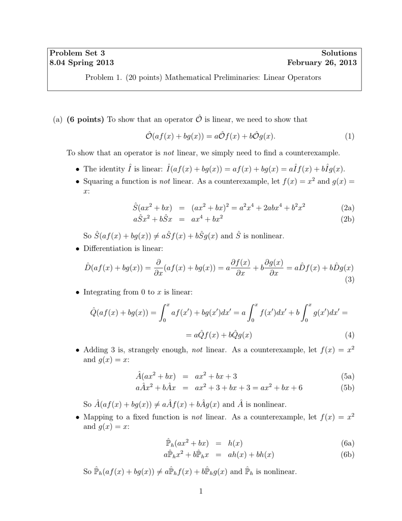 Problem Set 3 Solutions 8 04 Spring 13